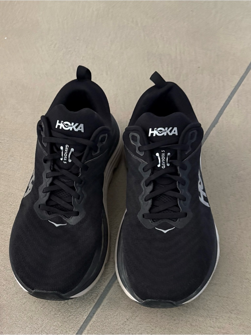 Hoka Gaviota 5 Black White Men's Size 9 2E Wide Stability Running Shoes 1134234